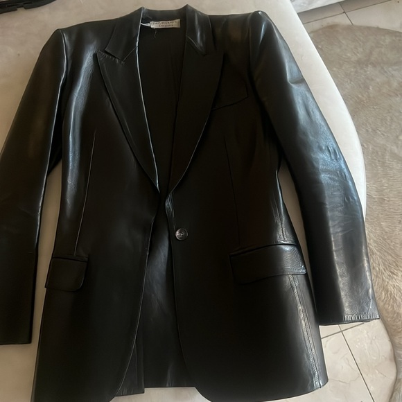 Yves Saint Laurent Rive Gauche Leather Blazer 36/4 - Picture 3 of 14